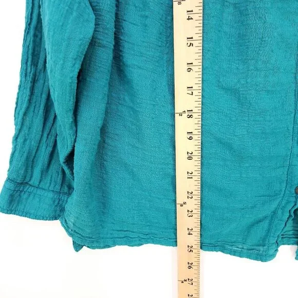 Pilcro By Anthropology Button Up Shirt Small Long Sleeves Green Top Swiss Dot - Picture 9 of 13
